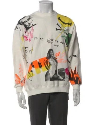 Pre-owned R13 Graphic Print Mock Neck Pullover In White
