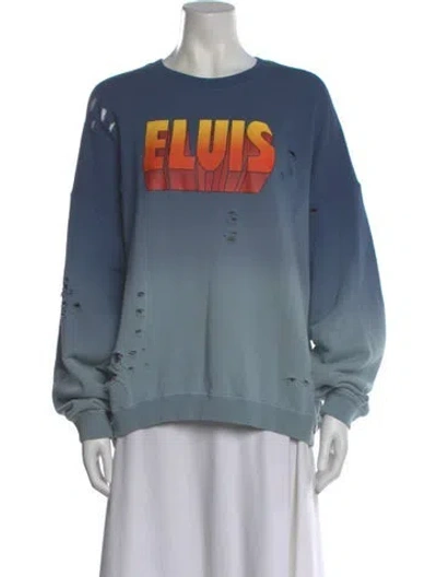 Pre-owned R13 Graphic Print Scoop Neck Sweater In Blue