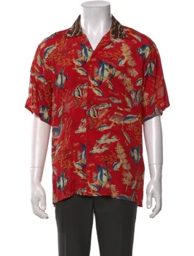 Pre-owned R13 Graphic Print Short Sleeve Shirt In Red