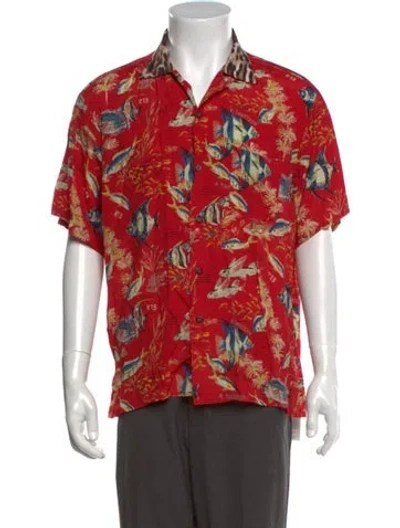 Pre-owned R13 Graphic Print Short Sleeve Shirt In Red