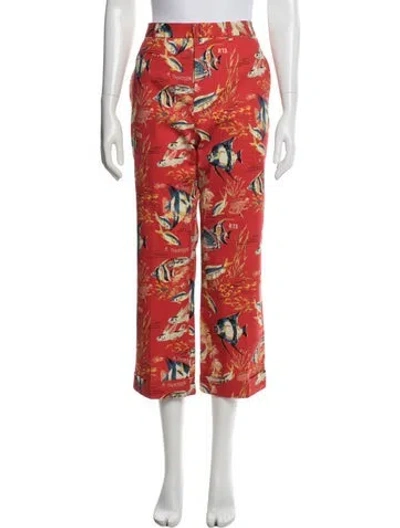 Pre-owned R13 Graphic Print Straight Leg Pants In Red