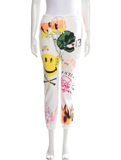 Pre-owned R13 Graphic Print Straight Leg Pants In White