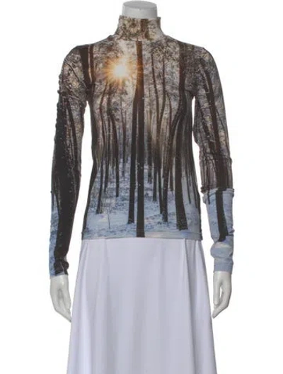 Pre-owned R13 Graphic Print Turtleneck Top In Multi