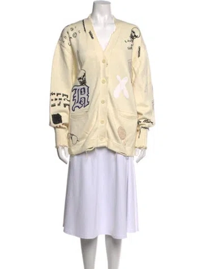 Pre-owned R13 Graphic Print V-neck Sweater In Neutrals