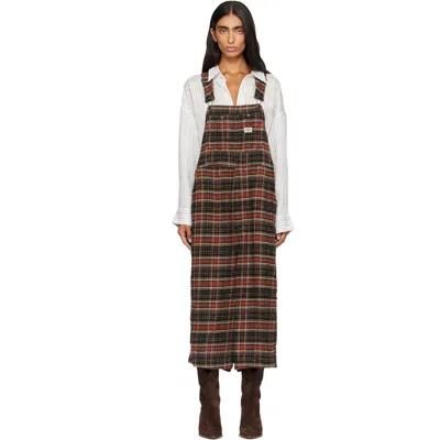 R13 Gray & Burgundy Jumbo Overalls In Brown Dark Grey Plai