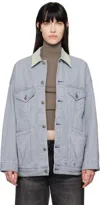 R13 Lacey Denim Jacket In Faded Steel Blue Can