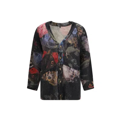 R13 Floral-print Oversized Cardigan In Black