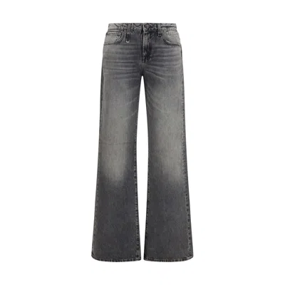 R13 Gray Cotton Straight-leg Jeans In Black