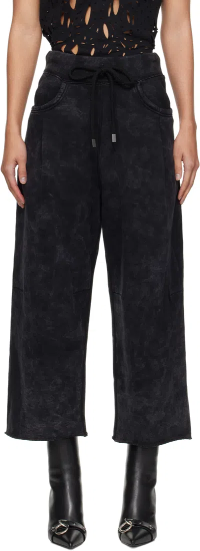 R13 Gray Cropped Pleated Sweatpants In Acid Black