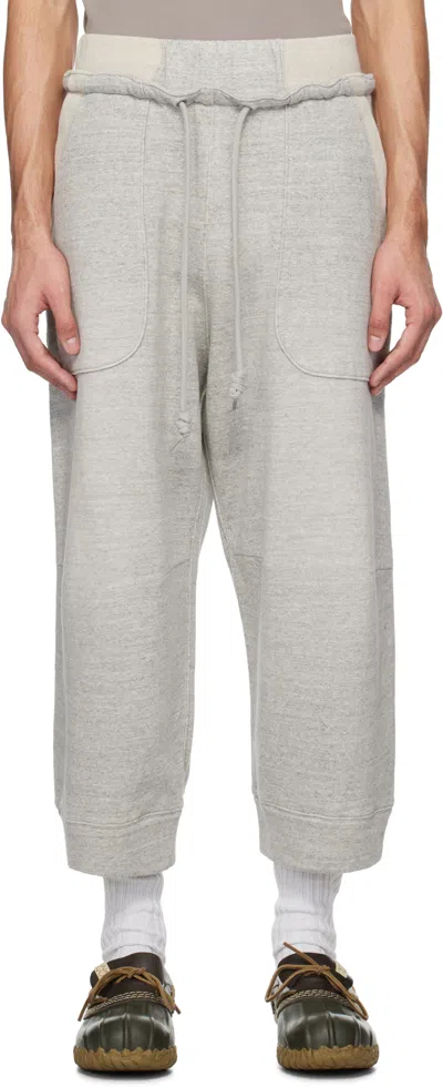 R13 Gray Deconstructed Cropped Sweatpants In Heather Grey Oatmeal