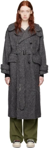 R13 Gray Jumbo Coat In Grey