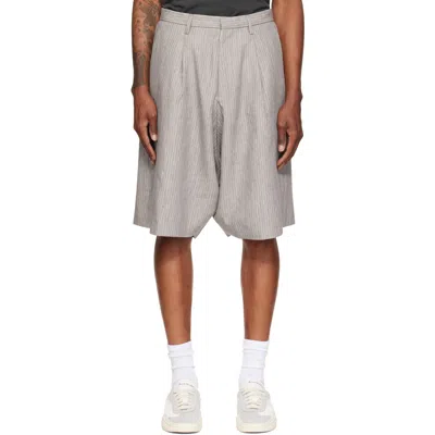R13 Gray Jumbo Tailored Shorts In Light Grey Stripe