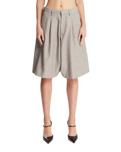 R13 Gray Linen And Wool Bermuda Shorts In Gray Grigio   #626262