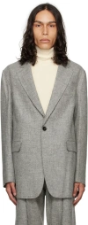 R13 Gray Raw Cut Blazer In Lt Heather Grey