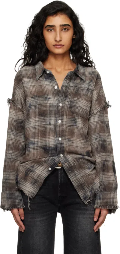 R13 Gray Shredded Seam Drop Neck Shirt In Multi