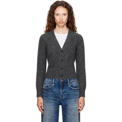 R13 Gray Split Hem Cardigan In Charcoal Grey