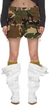 R13 Marianne Camouflage Cargo Shorts In Gray