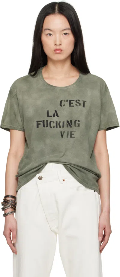 R13 Green 'c'est La Fucking Vie' Boy T-shirt In Olive