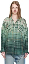 R13 Green Drop Neck Work Shirt In Green