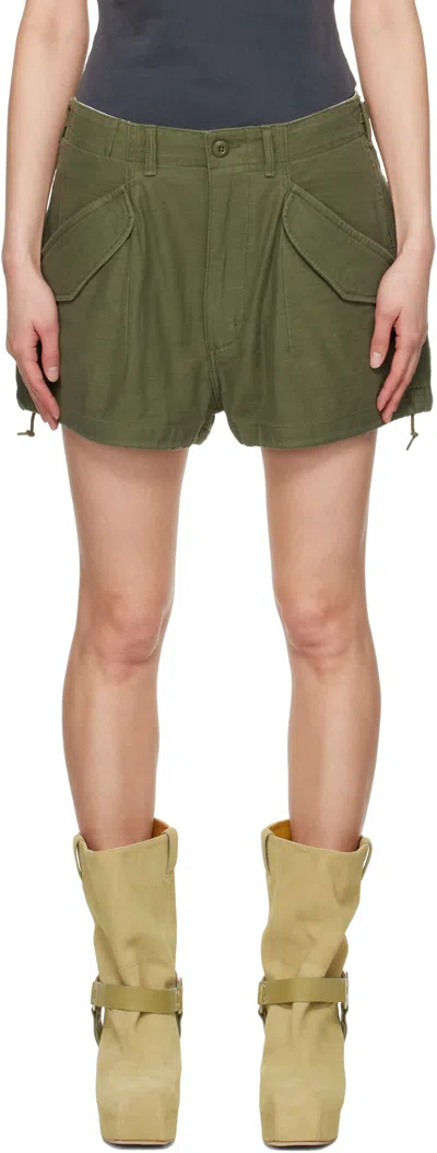 R13 GREEN LOOSE MARIANNE CARGO SHORTS