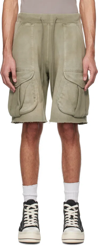 R13 Green Multipocket Relaxed Sweat Shorts In Faded Olive