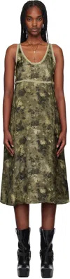 R13 Grosgrain-trimmed Printed Silk Midi Dress In Olive Floral