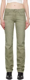 R13 Green Tobi Boy Jeans In Army Green Stretch