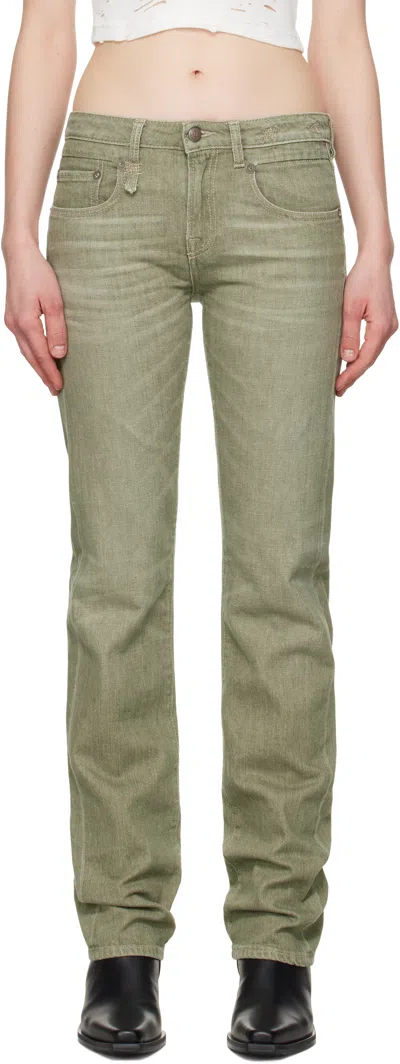 R13 Green Tobi Boy Jeans In Army Green Stretch