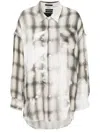 R13 Checked Frayed Shirt In Neutrals