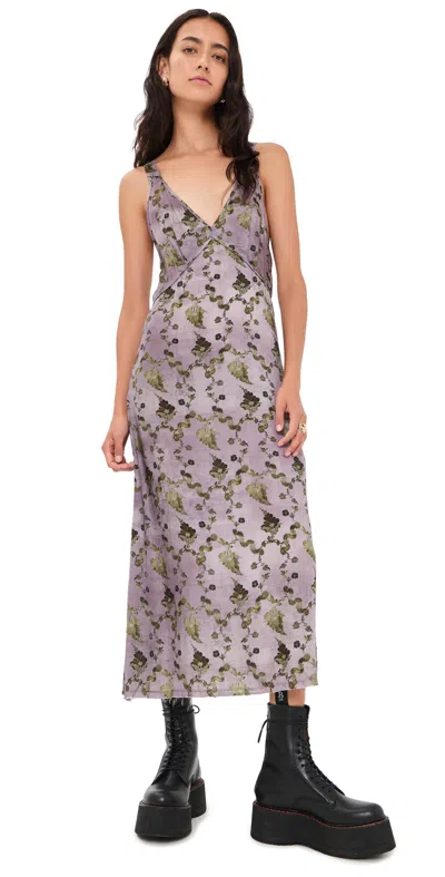 R13 Grunge Slip Dress Purple Floral