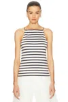R13 Cropped Halter Stripe Tee In Navy & Ecru Wide Stripe