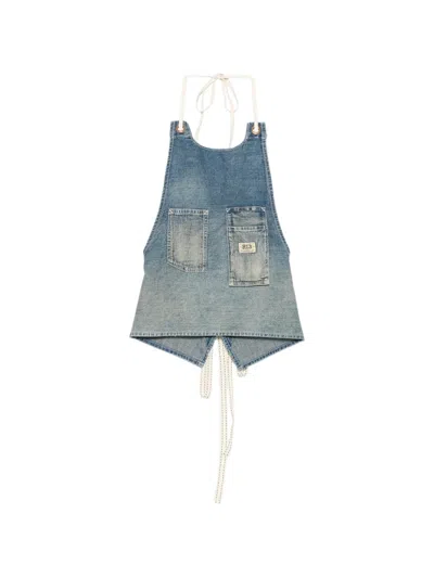 R13 Halterneck Backless Top In Blue