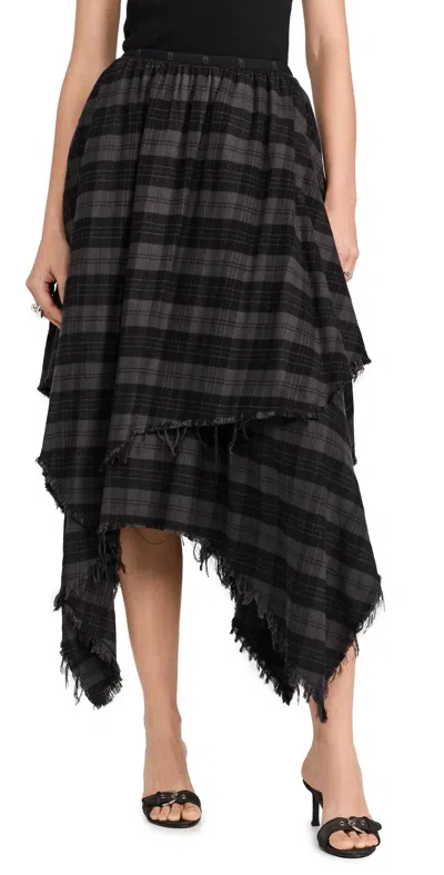 R13 Handkercheif Skirt Overdyed Black Plaid