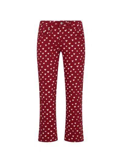 R13 Heart-print Cropped Trousers In Red
