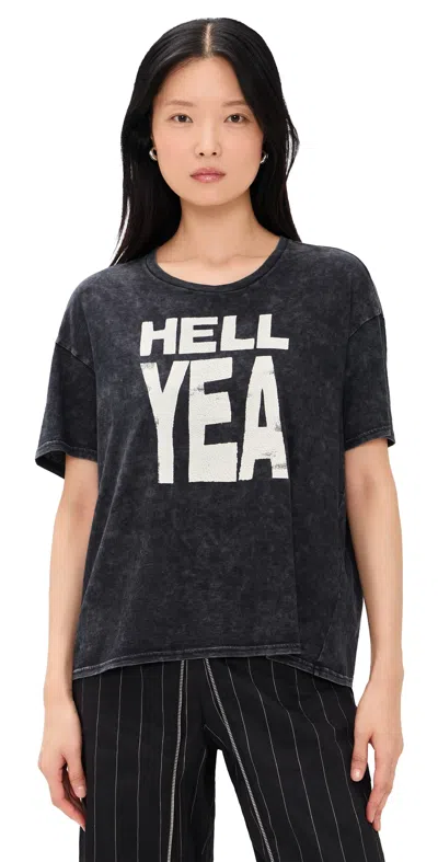 R13 Hell Yea Relaxed Tee Dark Grey Acid In Black