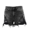 R13 High Rise Distressed Denim Shorts In Black