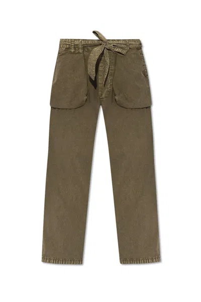 R13 High-waist Belted Cargo Trousers Pants In Gd Olive