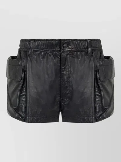 R13 HIGH WAIST LEATHER CARGO SHORTS