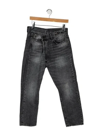Pre-owned R13 High-rise Straight Leg Jeans In Black