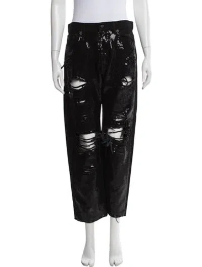 Pre-owned R13 High-rise Straight Leg Jeans In Black