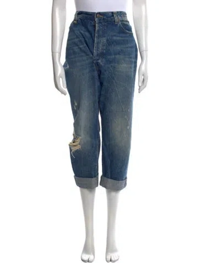 Pre-owned R13 High-rise Straight Leg Jeans In Blue