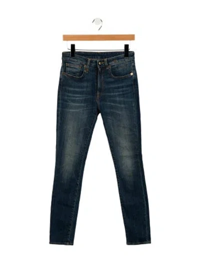 Pre-owned R13 High-rise Straight Leg Jeans In Blue