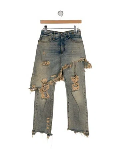 Pre-owned R13 High-rise Straight Leg Jeans In Blue