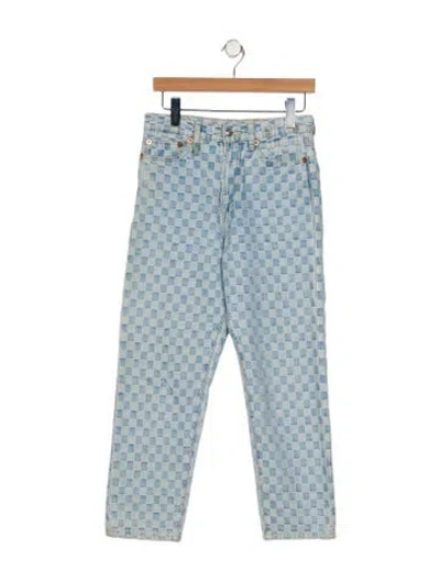 Pre-owned R13 High-rise Straight Leg Jeans In Blue