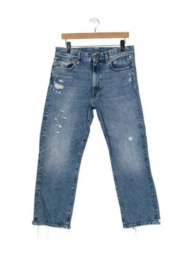 Pre-owned R13 High-rise Straight Leg Jeans In Blue