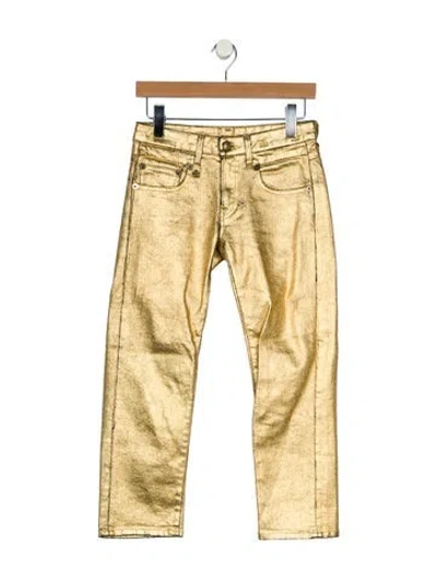 Pre-owned R13 High-rise Straight Leg Jeans In Gold