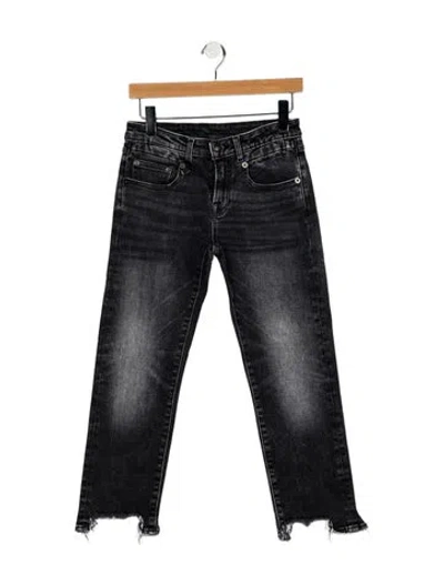 Pre-owned R13 High-rise Straight Leg Jeans In Gray