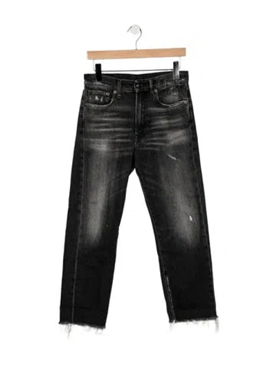 Pre-owned R13 High-rise Straight Leg Jeans In Grey
