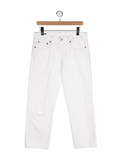 Pre-owned R13 High-rise Straight Leg Jeans In White