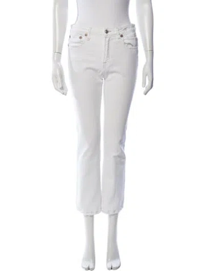 Pre-owned R13 High-rise Straight Leg Jeans In White